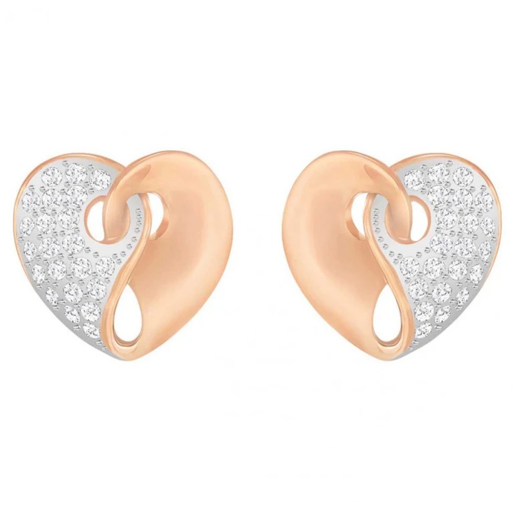 Swarovski rose gold and silver 2 toned heart earrings